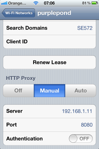 iOS Proxy Settings